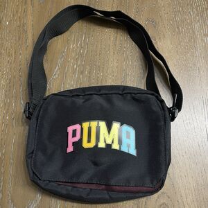 Puma Crossbody Bag Pastel Rainbow‎ Logo Top Zip Adjustable Strap Flap Pocket